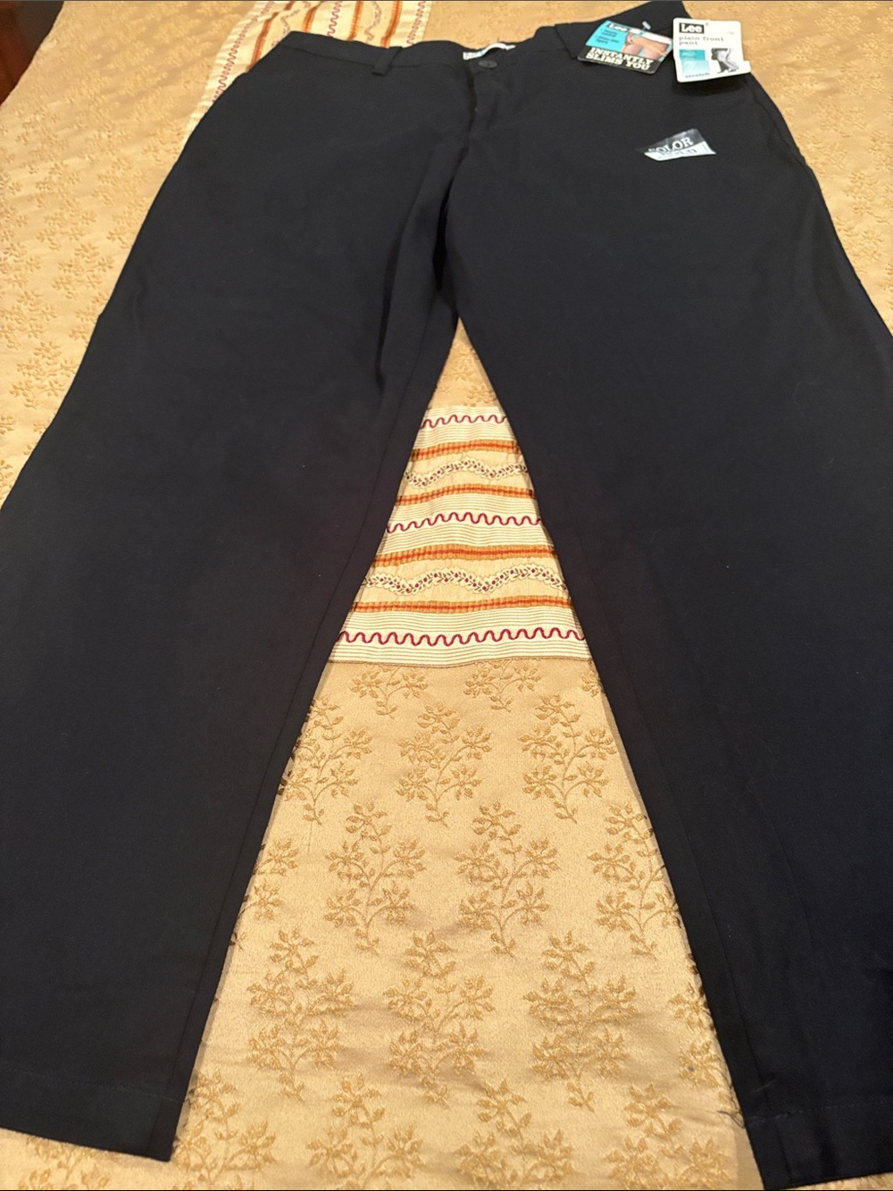 NWT Lee Straight Leg Pants, Black, Slims You, Plain Front, Relaxed Fit, 12S - Picture 2 of 12
